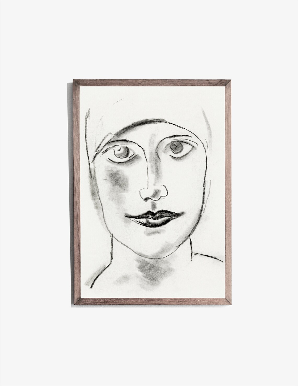 Woman Portrait Charcoal Sketch Vintage Headscarf Face Drawing Wall Art - Image 2