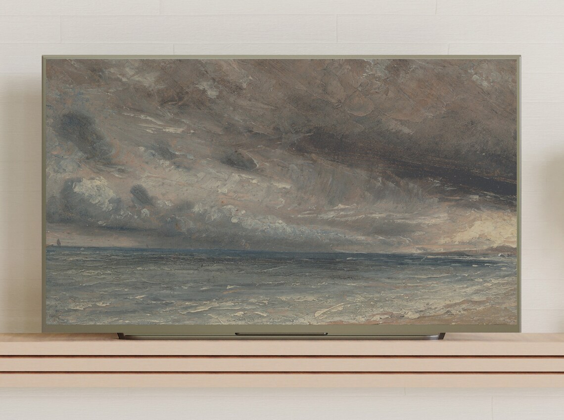 Dark Stormy Seascape Vintage Oil Painting Moody Cloudy Sky Ocean Art Poster - Image 3