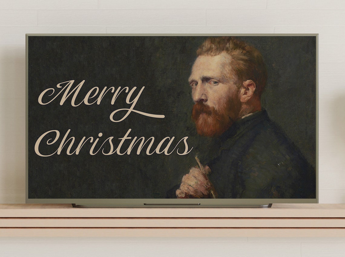 Vincent Van Gogh Self Portrait Merry Christmas Holiday Wall Art - Image 3