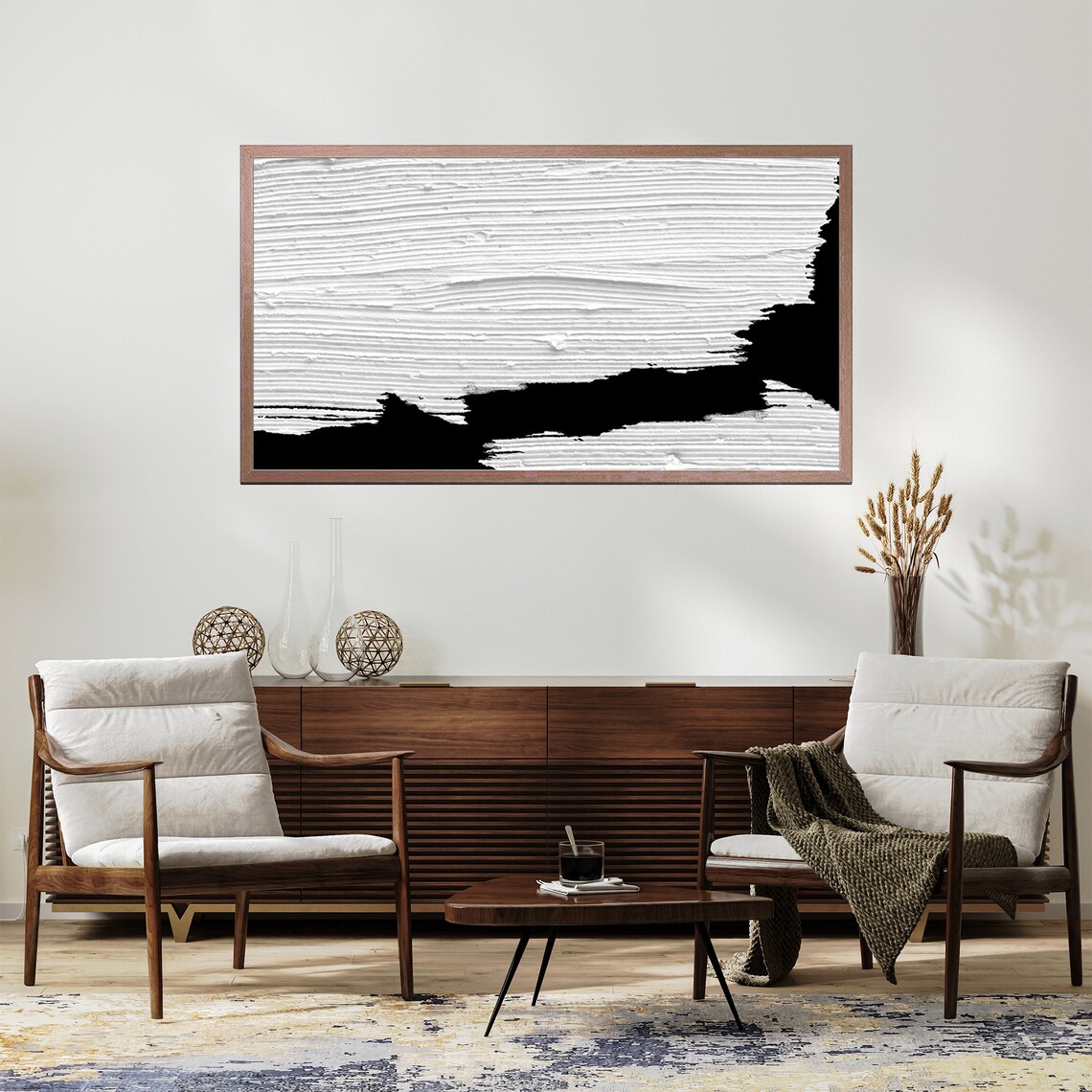 Black and White Abstract Art Print for TV Frame - Image 2