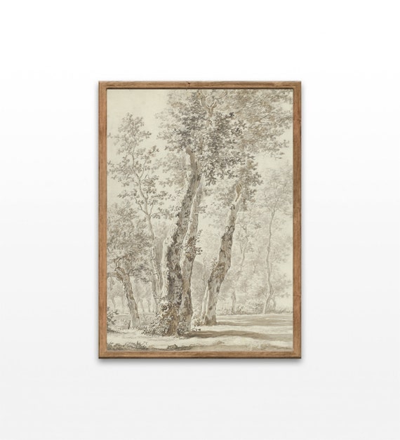 Landscape With Trees Vintage Landscape Art Print