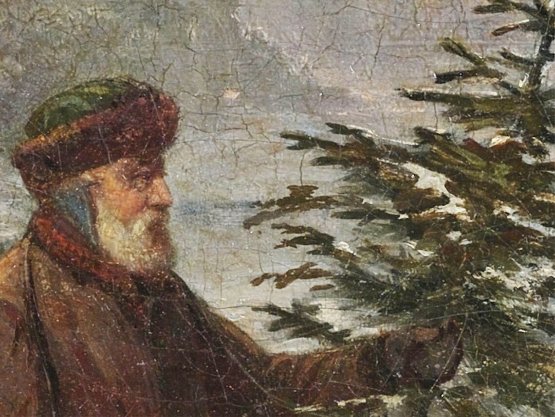 Vintage Christmas Trees Art Print, Lumberjack Scene - Image 2