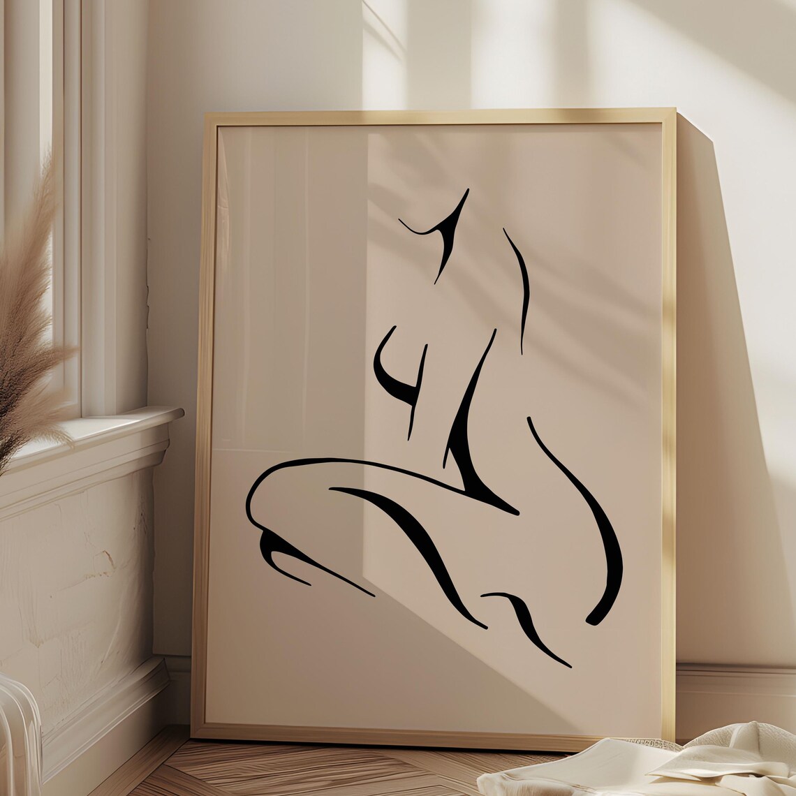 Woman Body Line Art, Minimalist Neutral Poster