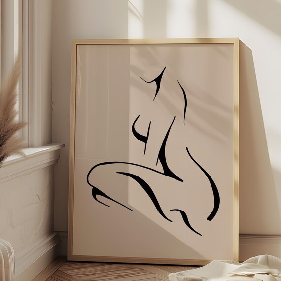 Woman Body Line Art, Minimalist Neutral Poster
