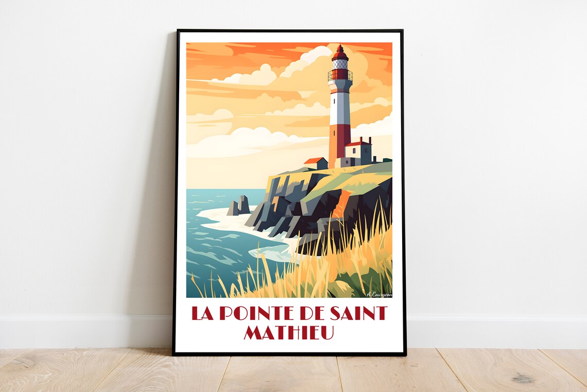 Handmade La Pointe De Saintmathieu Travel Poster For Vintage Art Lovers Brittany Gift Wall Decoration Print Personalized