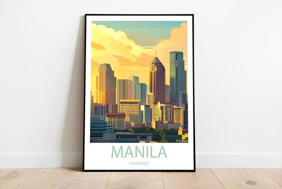 Handmade Poster Of Manila Philippines Wall Art Modern Travel Framed Birthday Home Made Decor Gift Illustration Print Painting