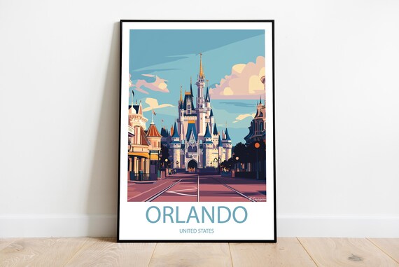 Orlando United States Handmade Poster Wall Art Modern Travel Framed Birthday Home Made Decor Gift Vector Illustration Print Custom