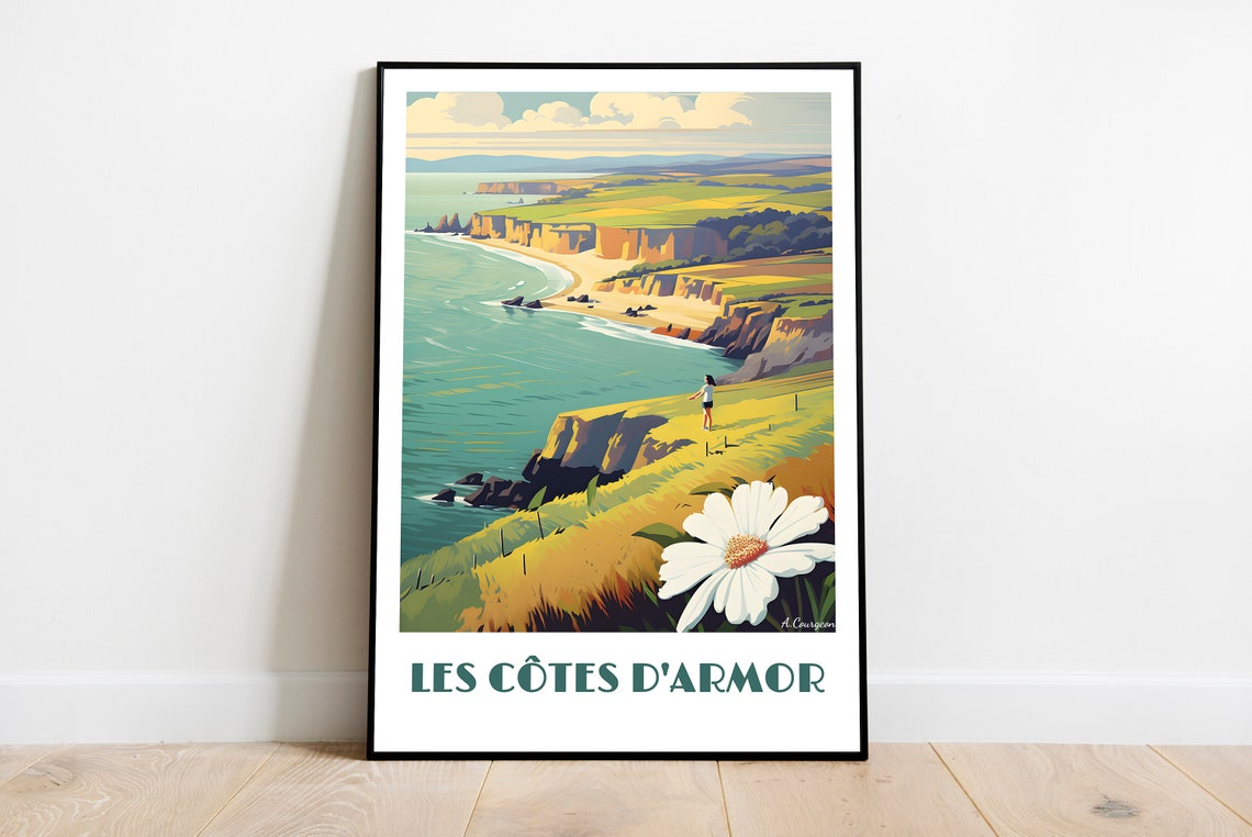 Handmade Cotes Darmor Poster Wall Art Retro Travel Framed Birthday Home Made Decor Gift Vector Illustration Print Painting