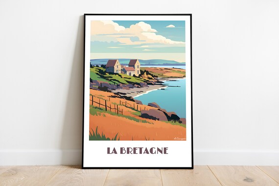 Brittany Handmade Poster Wall Art Retro Travel Framed Birthday Home Made Decor Gift Vector Illustration Print Painting Custom
