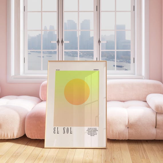 El Sol Art Ethereal Sun Poster Print Trendy Sunset Cool Apartment Decor Wall Uplifting Quote For Home
