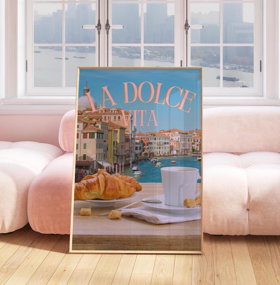 La Dolce Vita Art Print Italy Photo Poster Cute Breakfast Wall Italian Views Retro