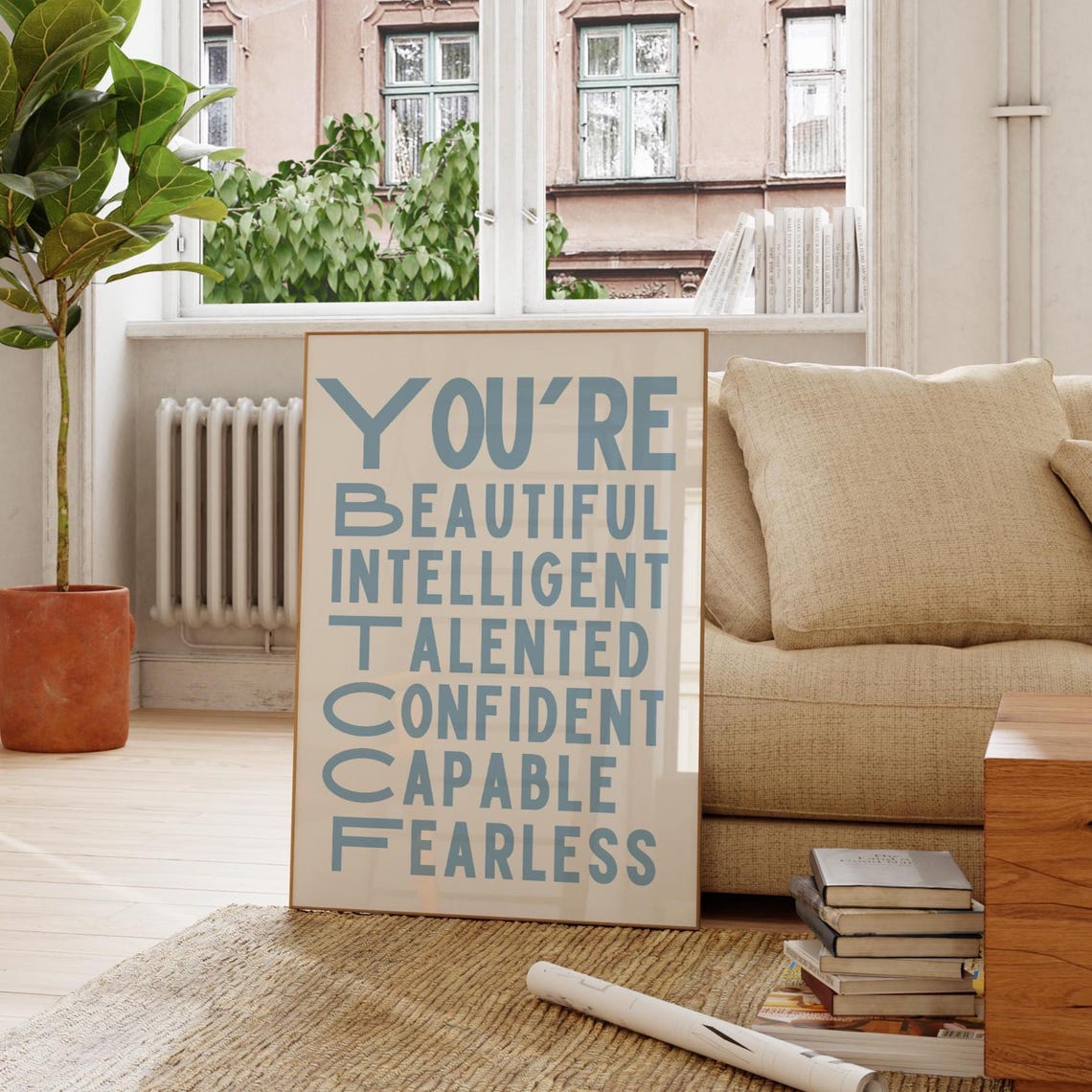 You Are Beautiful Affirmation Wall Art Positive Print Amazing Self Love