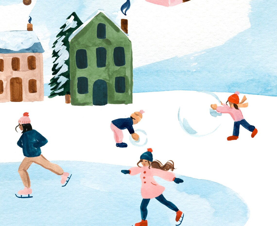 Christmas Village Art Print, Seasonal Holiday Decor - Image 2