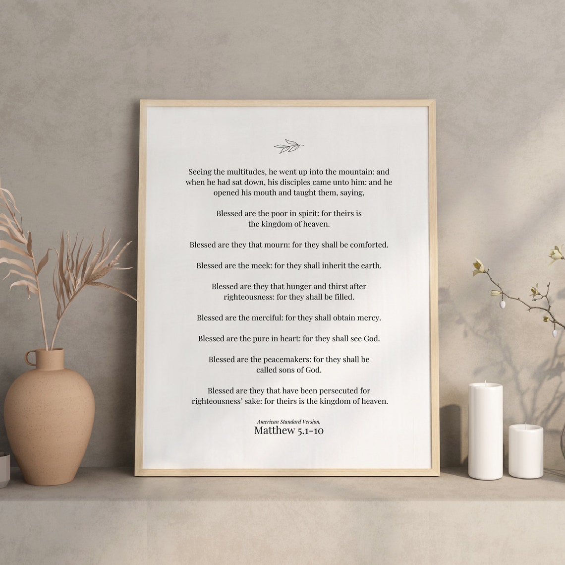 Matthew 5.1-10 Beatitudes Bible Verse Scripture Minimalist Poster