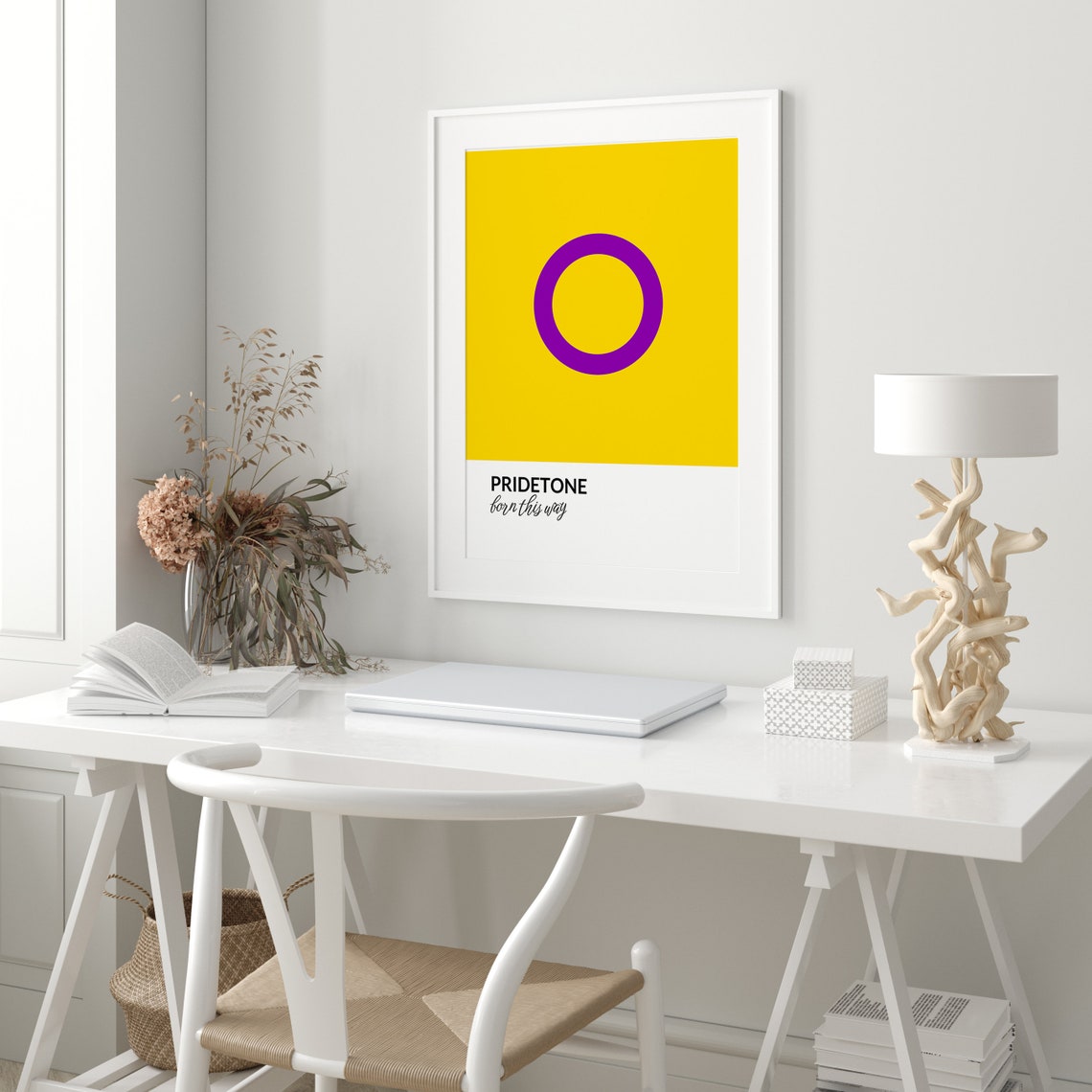 PRIDETONE Born This Way Intersex Pride Flag Circle Graphic Poster - Image 3