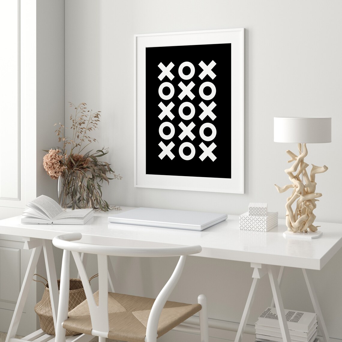 XOXO Hugs And Kisses Love Minimalist Black White Graphic Poster - Image 3