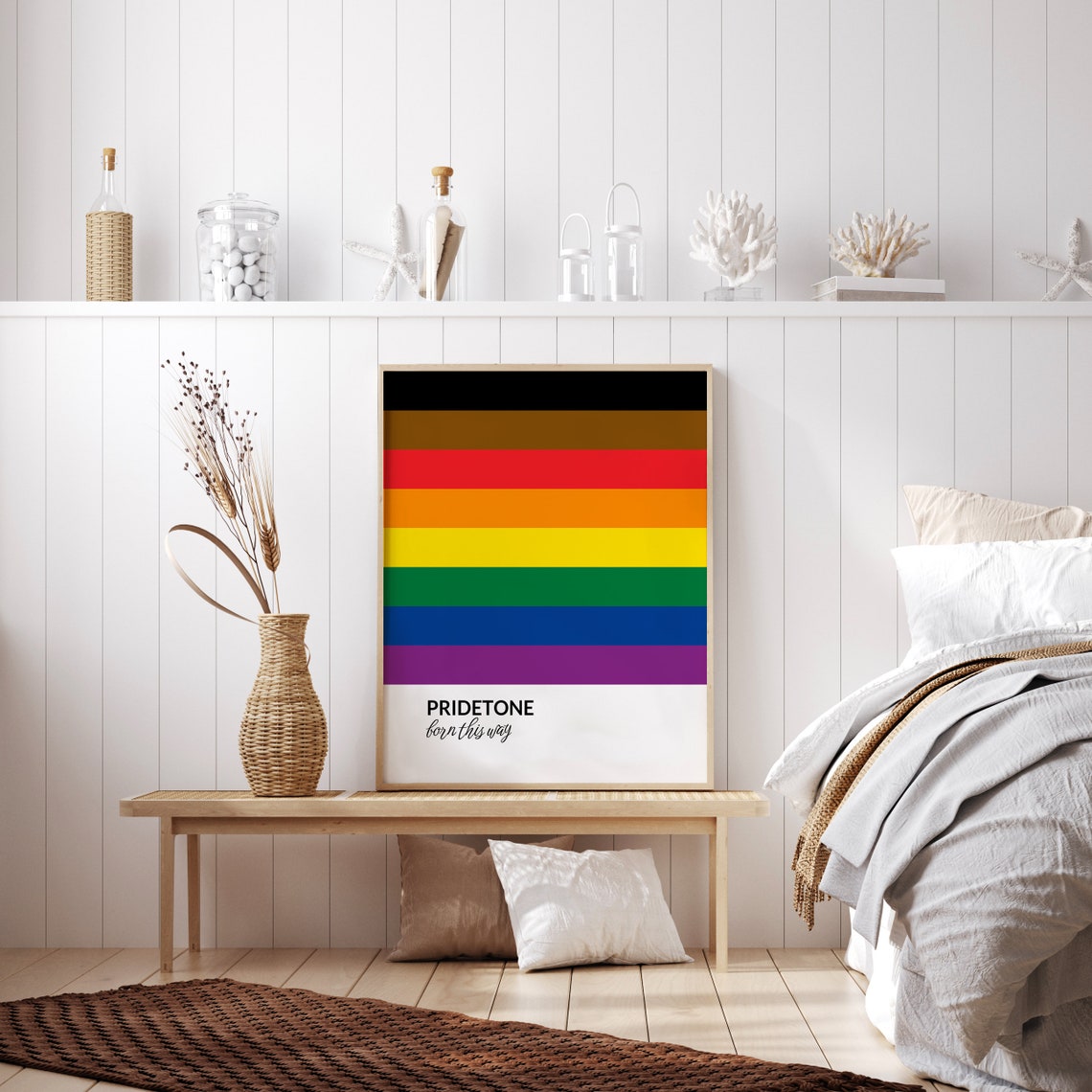 PRIDETONE Born This Way Inclusive Rainbow Pride Flag Art Poster - Image 3