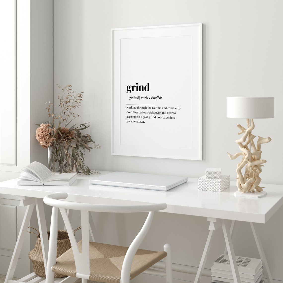 Grind Dictionary Definition Motivational Hustle Now Quote Poster - Image 2