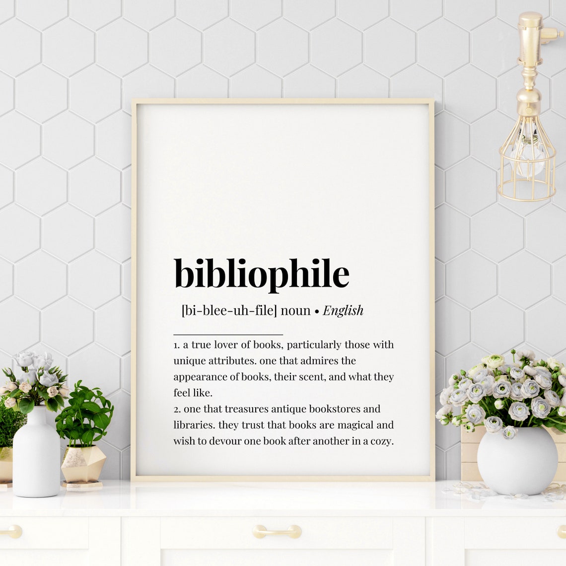 Bibliophile Definition Book Lover Reading Quote Typography Poster