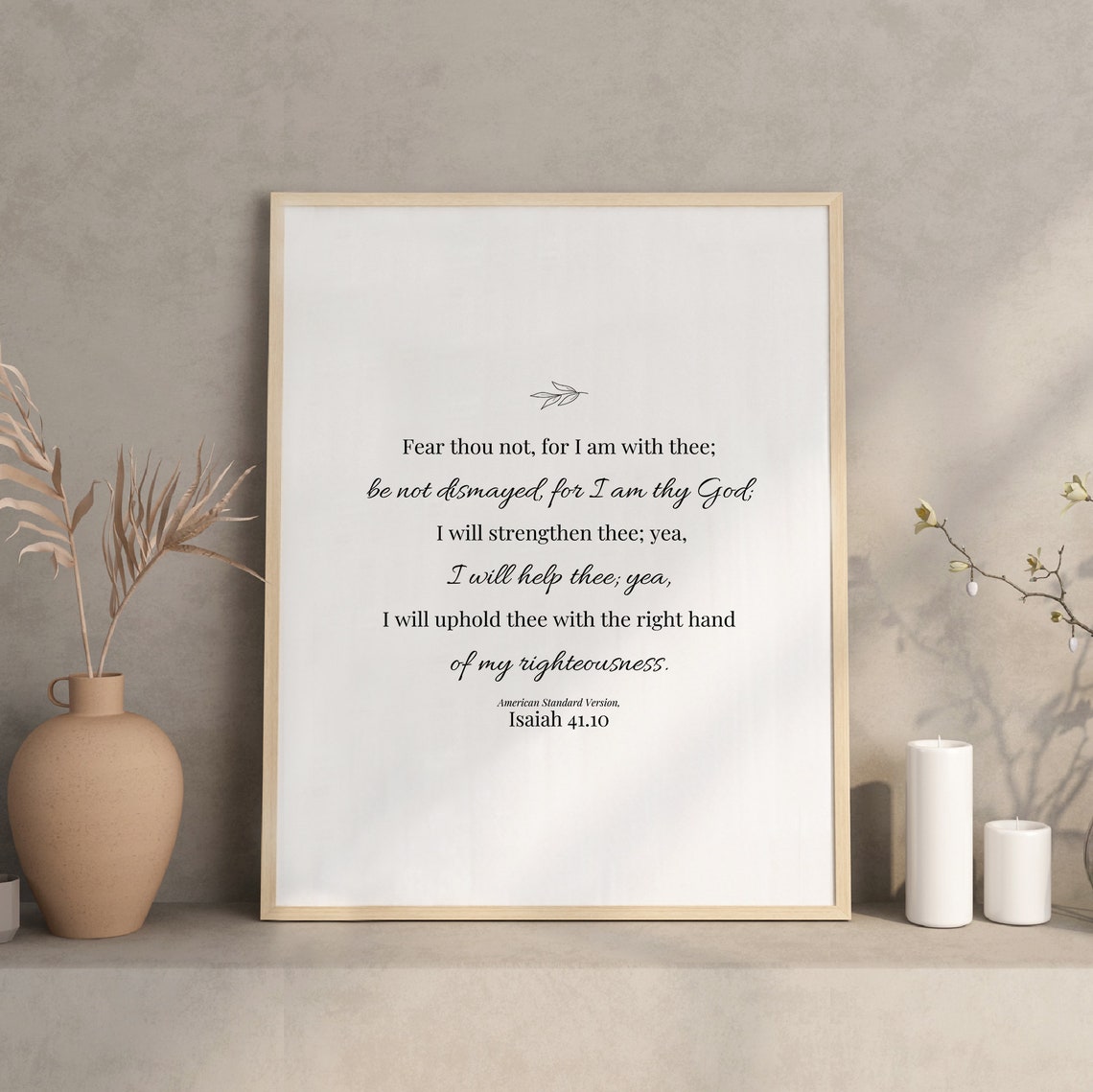 Isaiah 41.10 Fear Thou Not Bible Verse Poster Strength Minimalist