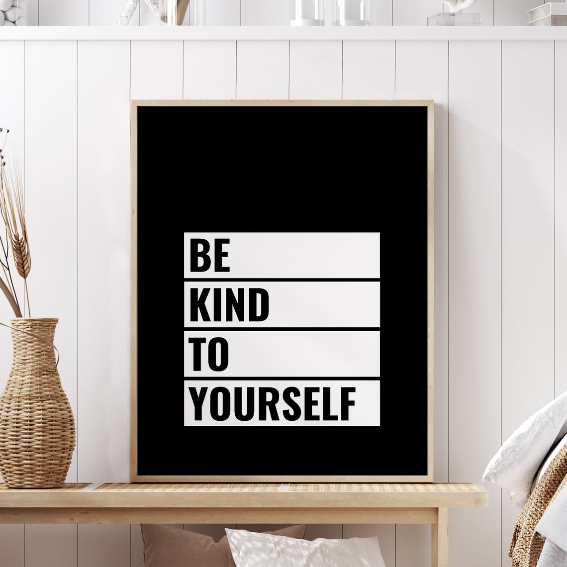 Be Kind To Yourself Bold Black And White Modern Typography Poster