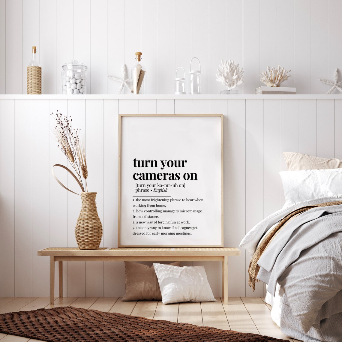 Turn Your Cameras On Funny Office Definition Typography Poster - Image 2