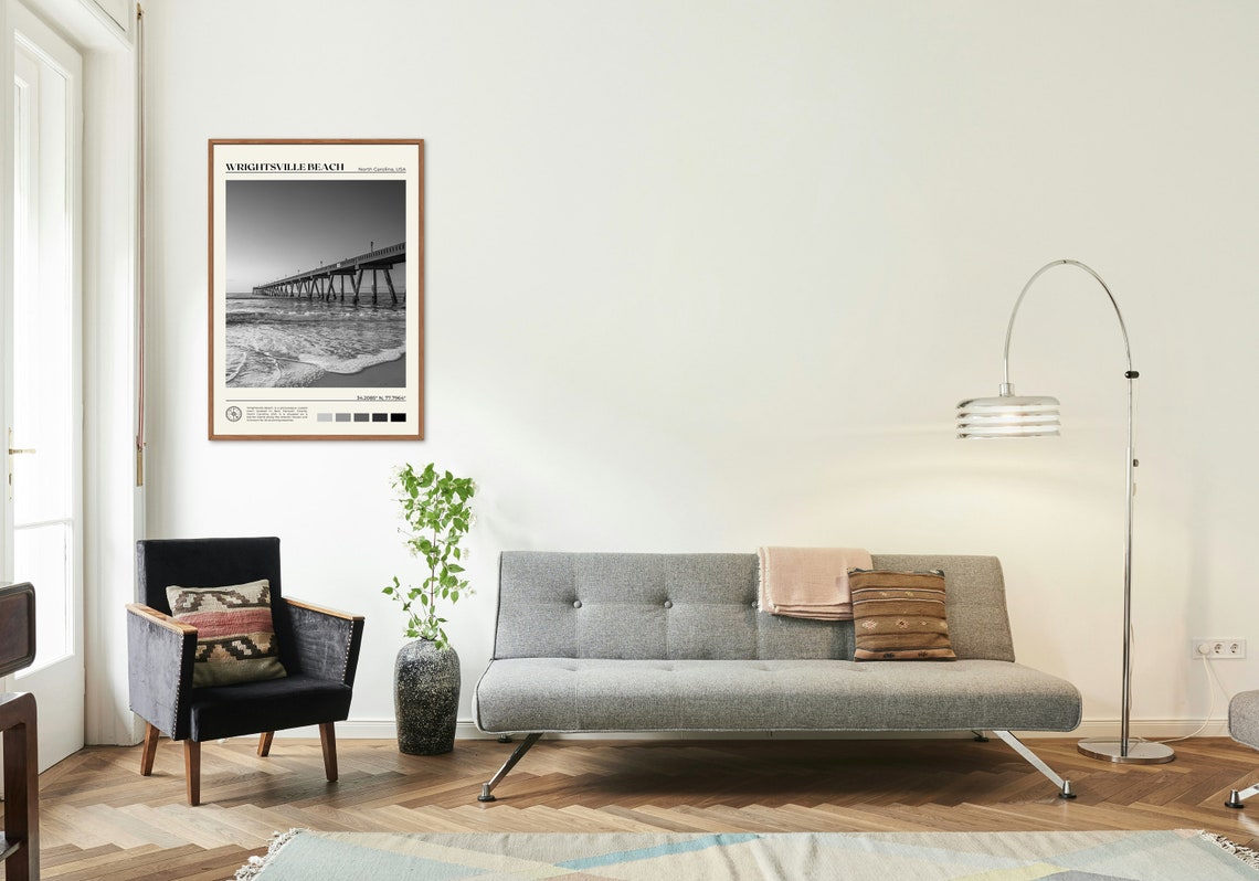 Black And White Wrightsville Beach Print Wrightsville Beach Art Wrightsville Beach Poster Wrightsville Beach Photo North Carolina - Image 3