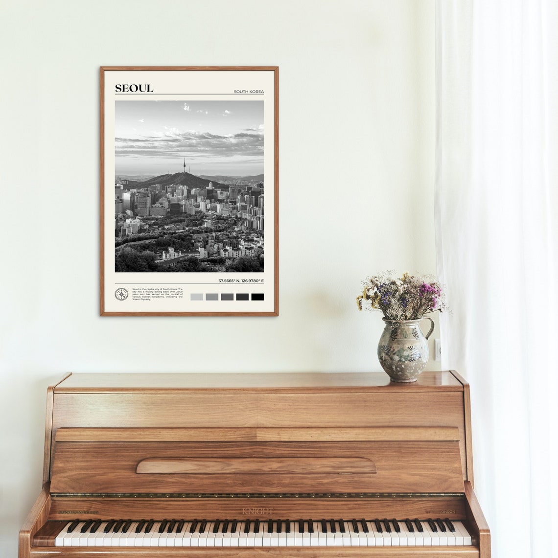 Black And White Seoul Print Seoul Wall Art Seoul Poster Seoul Photo Seoul Poster Print Seoul Wall Decor South Korea Poster Print - Image 2