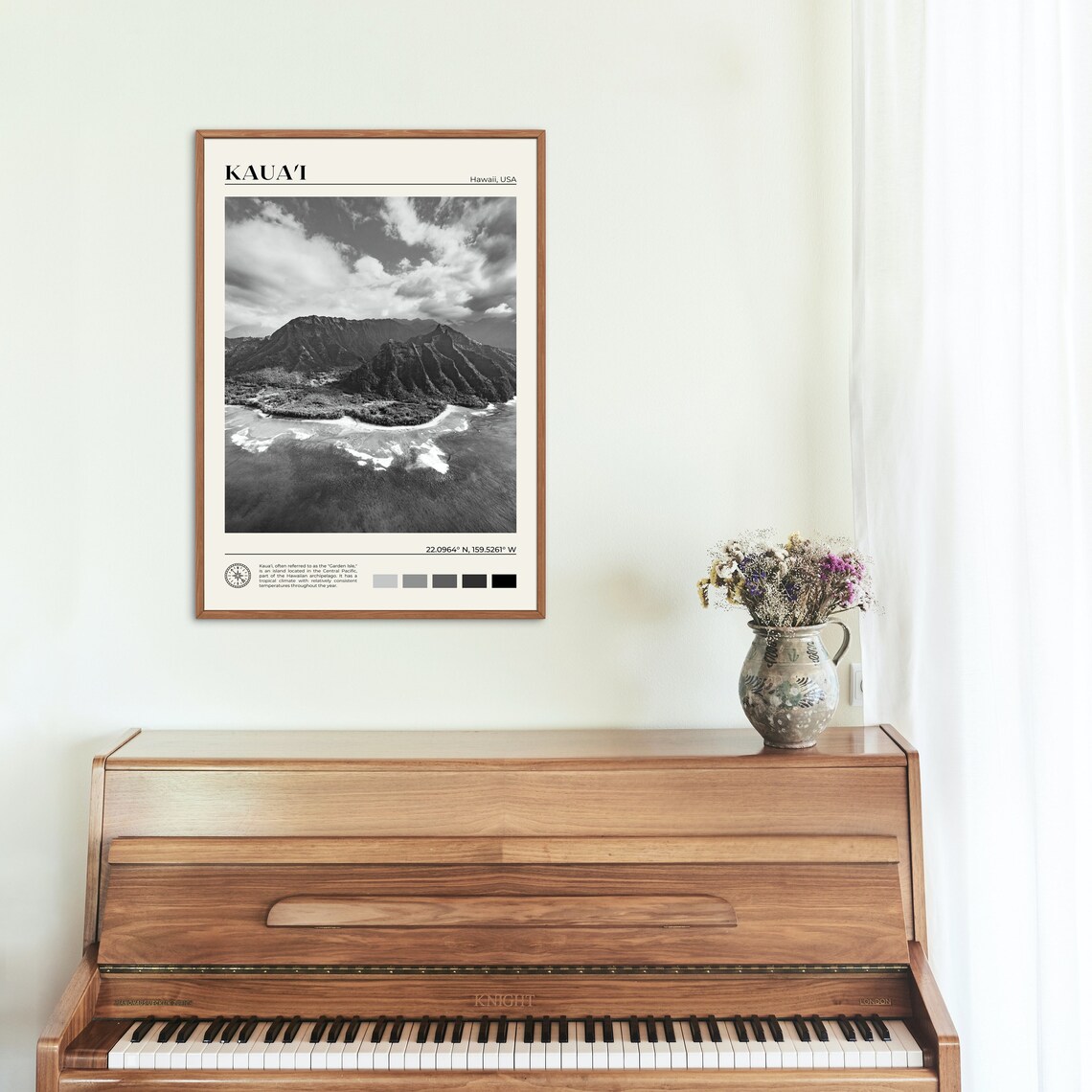 Black And White Kauai Travel Art Print, Hawaii - Image 2