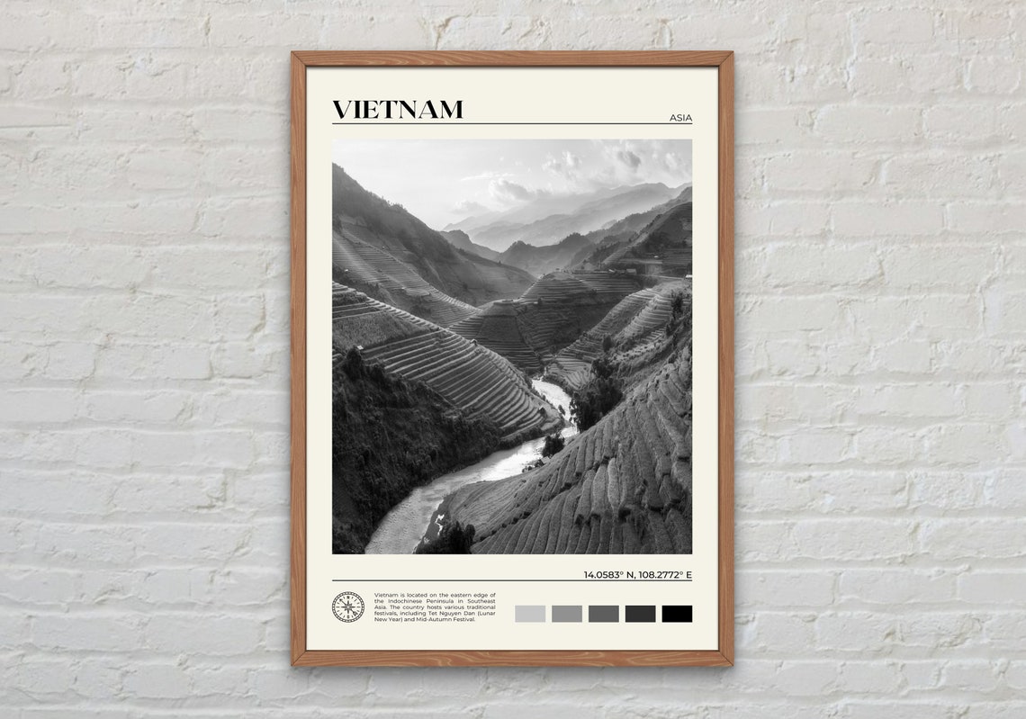 Black And White Vietnam Print Vietnam Wall Art Vietnam Poster Vietnam Photo Vietnam Poster Print Vietnam Wall Decor Asia Poster