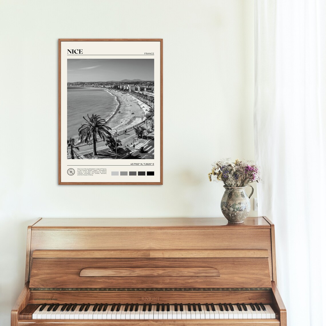 Nice France Black and White Travel Poster Print - Image 2
