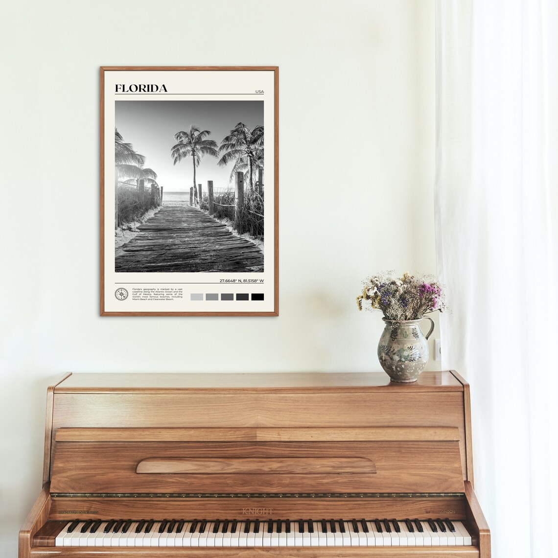 Black And White Florida Travel Poster, Wall Art Print - Image 2