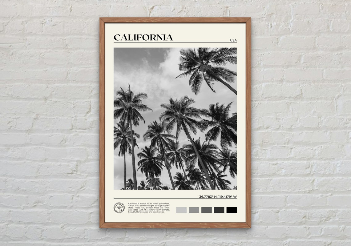Black And White California Print California Wall Art California Poster California Photo California Poster Print California Decor