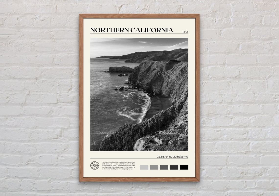 Black And White Northern California Print California Wall Art Northern California Poster California Photo California Poster Print