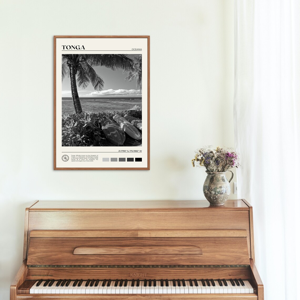 Black And White Tonga Travel Poster, Oceania Art Print - Image 2