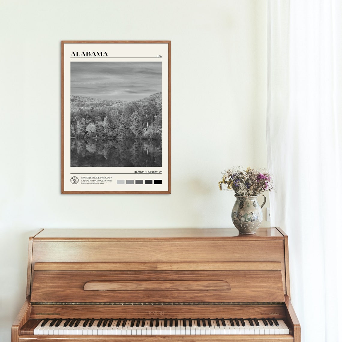 Black And White Alabama Print Alabama Wall Art Alabama Poster Alabama Photo Alabama Poster Print Alabama Wall Decor United States - Image 2