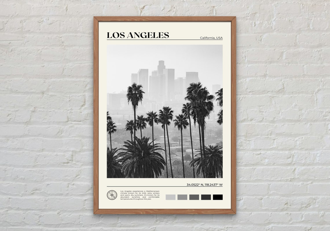 Black And White Los Angeles Print Los Angeles Wall Art Los Angeles Poster Los Angeles Photo Los Angeles Poster Print California