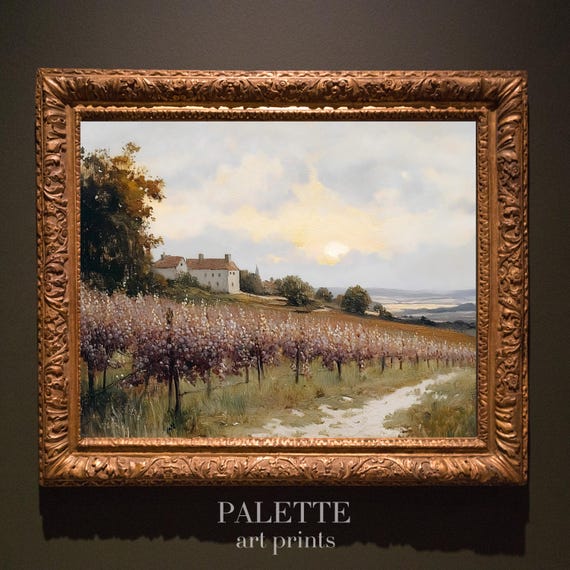 Classic Tuscan Vineyard Oil Painting Scenic Landscape Wall Art Italian Countryside Decor Rustic Home Artwork Lnd048