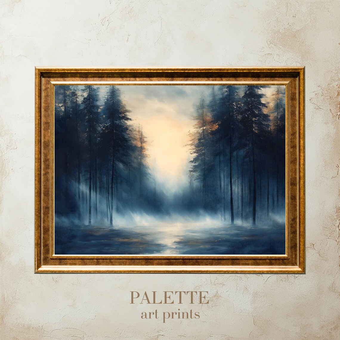 Misty Forest Sunrise, Tranquil Morning Landscape