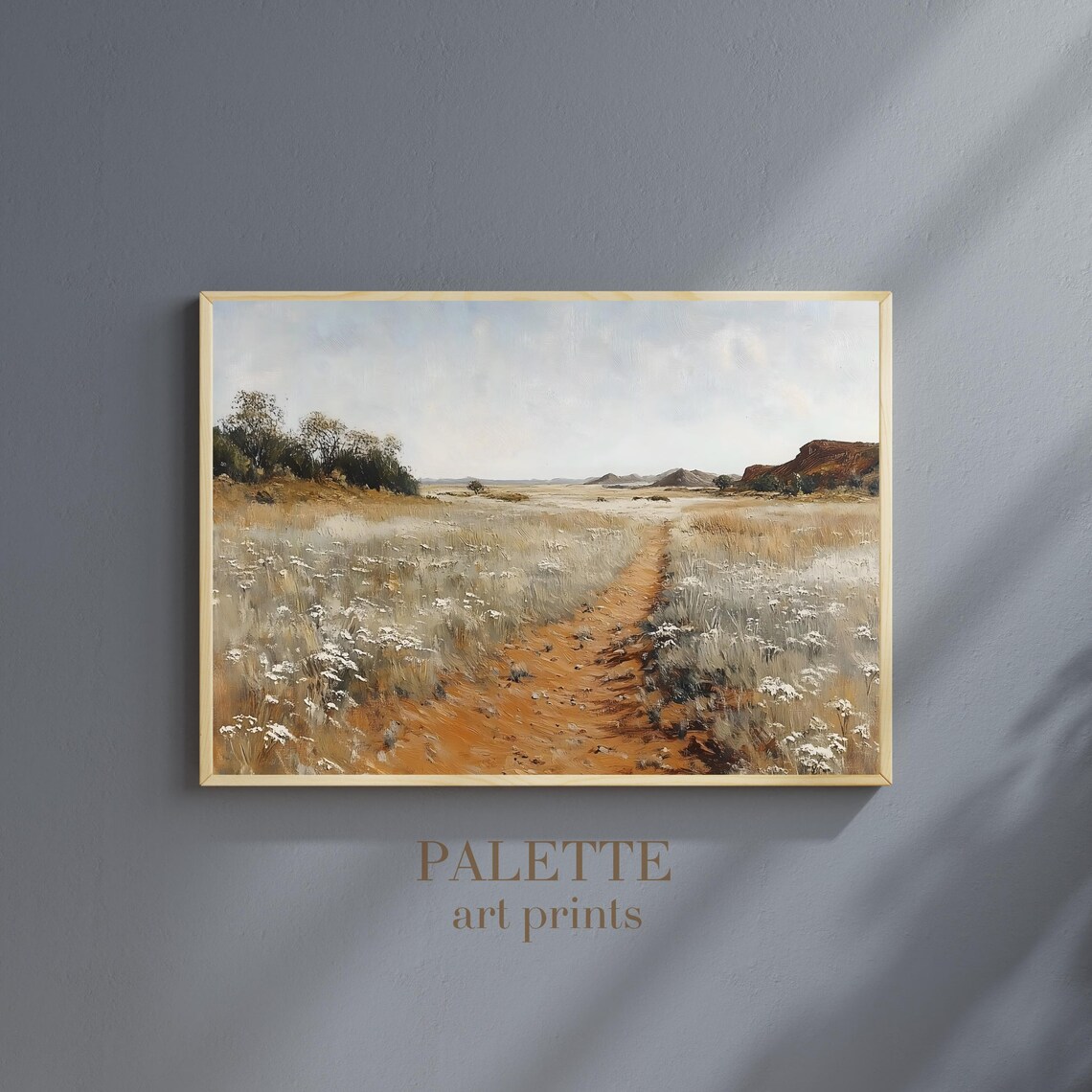 Open Field Pathway Painting Tranquil Desert Meadow Landscape Art Rustic Nature Wall Decor Serene Countryside Print Lnd115 - Image 3