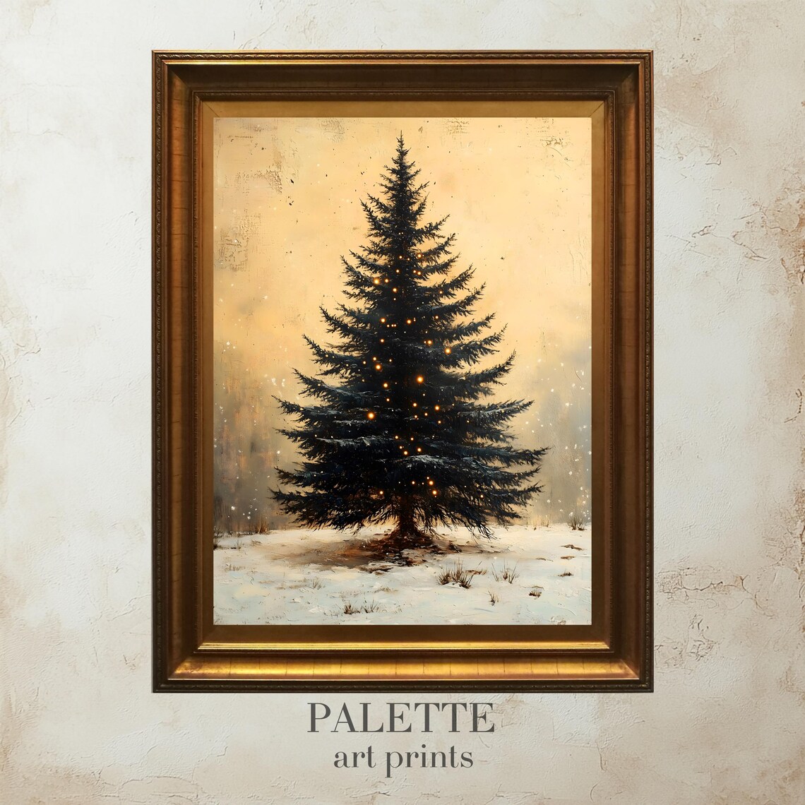 Snowy Pine Tree, Rustic Vintage Christmas Decoration
