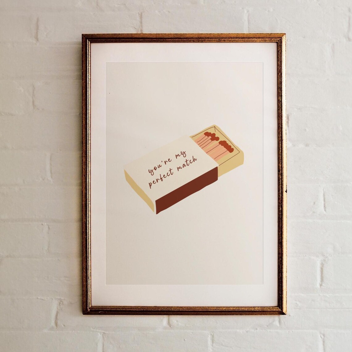 You're My Perfect Match Cute Matchbox Illustration Love Quote Poster