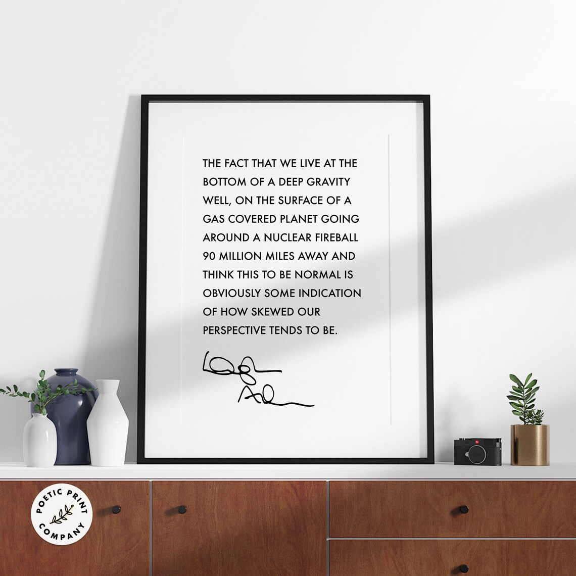 Douglas Adams Deep Gravity Well Nuclear Fireball Perspective Quote Poster - Image 3