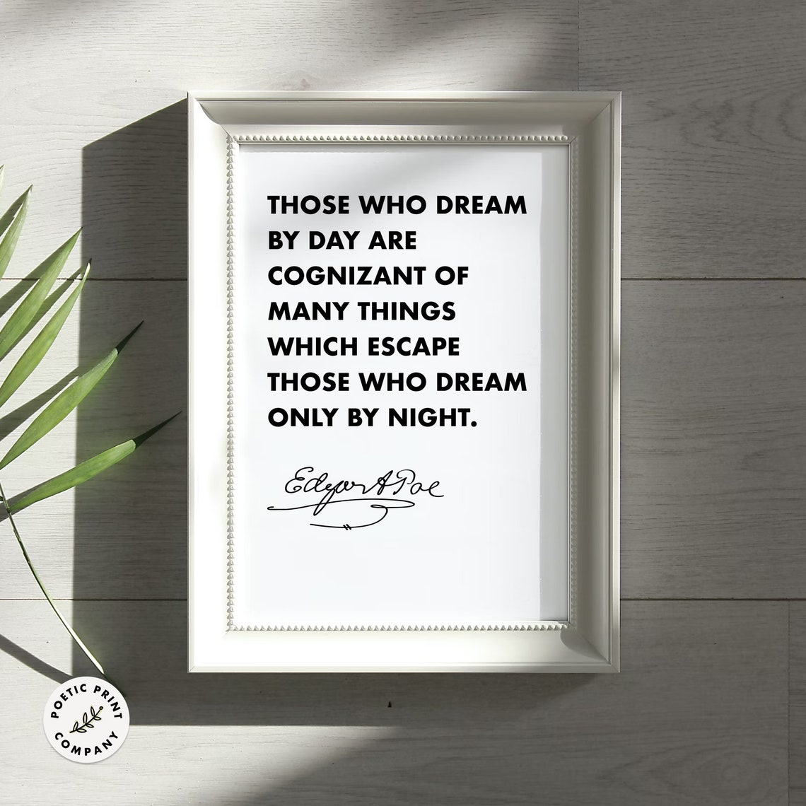 Edgar Allan Poe Those Who Dream By Day Quote Typography Wall Art