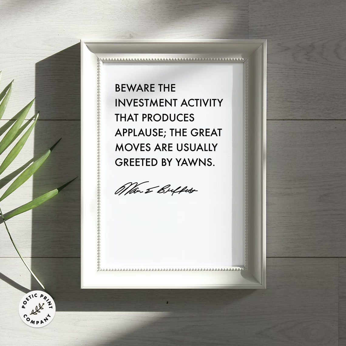 Warren Buffett Beware Investment Activity Produces Applause Quote Art - Image 5