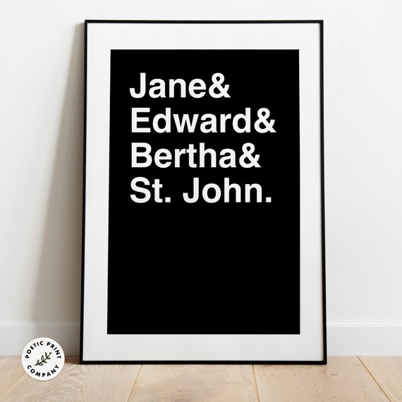 Jane Eyre Characters Poster Charlotte Bront Book Poster Book Worm Gift Gothic Literature Art Jane Edward Bertha St John Library Art