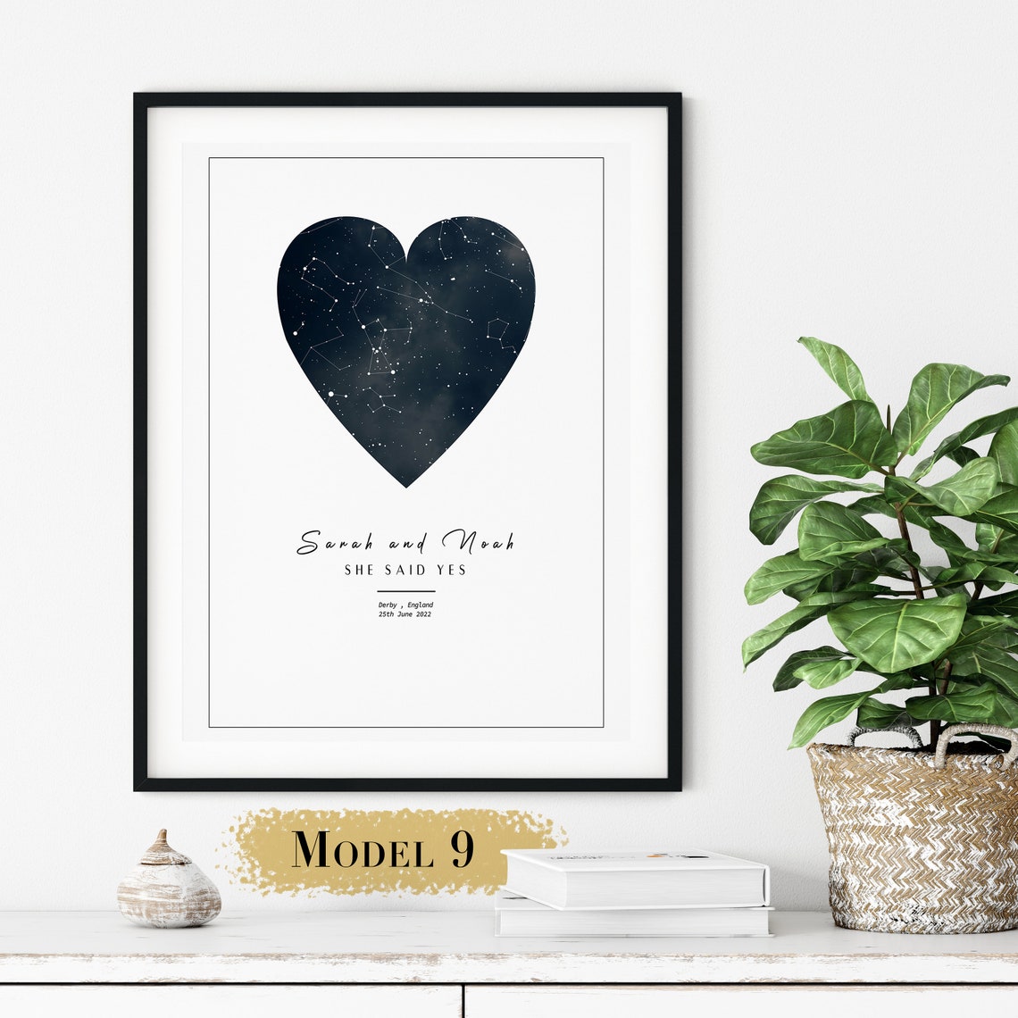 Custom Personalized Black Night Sky Engagement Star Map Print - Image 2