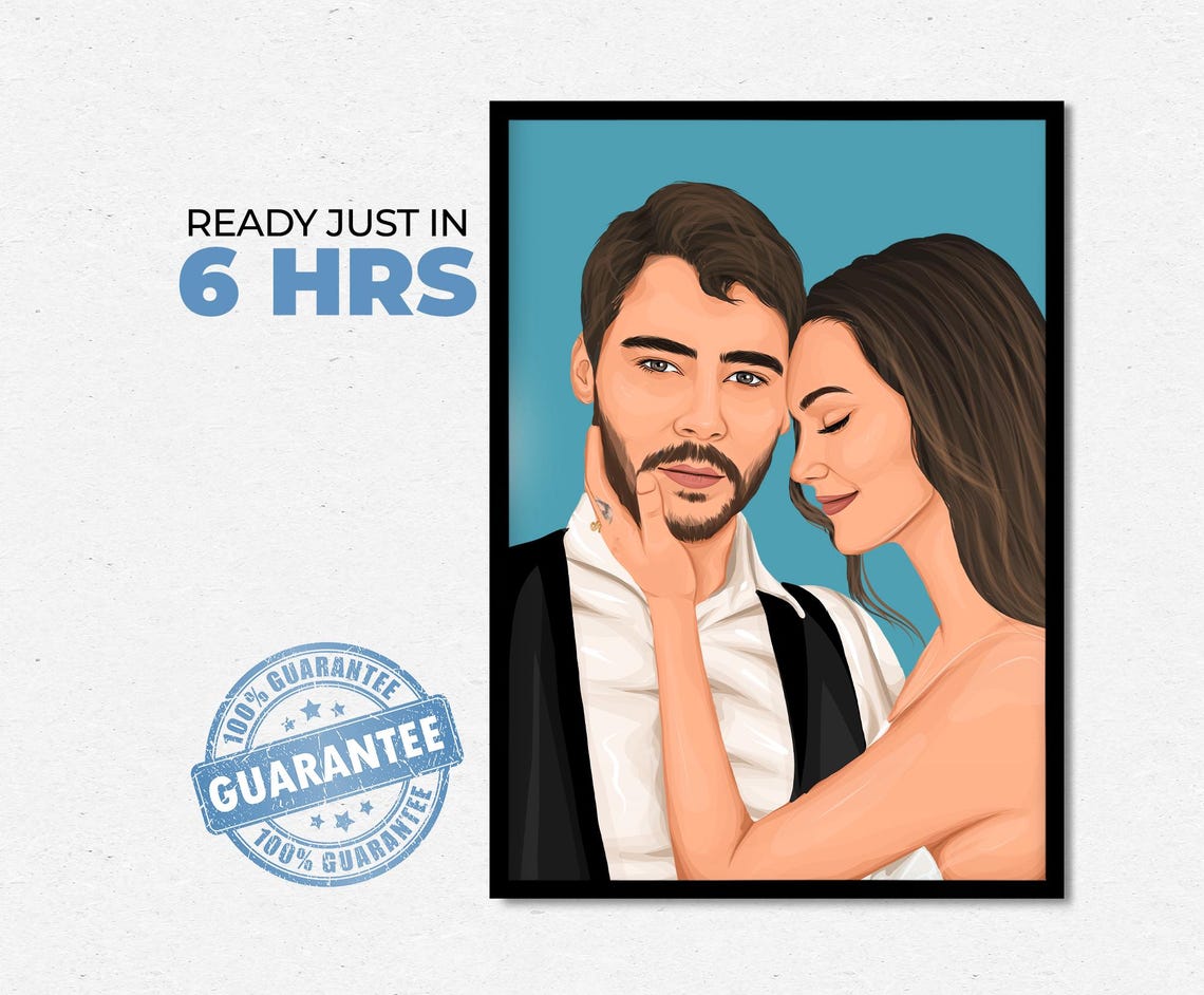 Custom Tender Couple Portrait With Gentle Face Caress Pose Poster