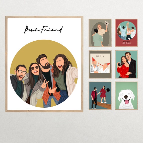 Drawing Custom Minimalist Faceless Photo For Friend In Best Day Fantastic Gift For Couple Personalized Photo Gift Friend Custom Portrait