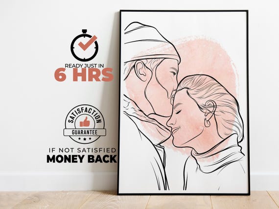 Custom Family Line Art Portrait Personalized Gift For Family Custom Line Drawing From Photo Gift For Him